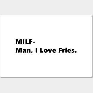 MILF- Man, I Love Fries. funny quote abbreviation french fries Lettering Digital Illustration Posters and Art